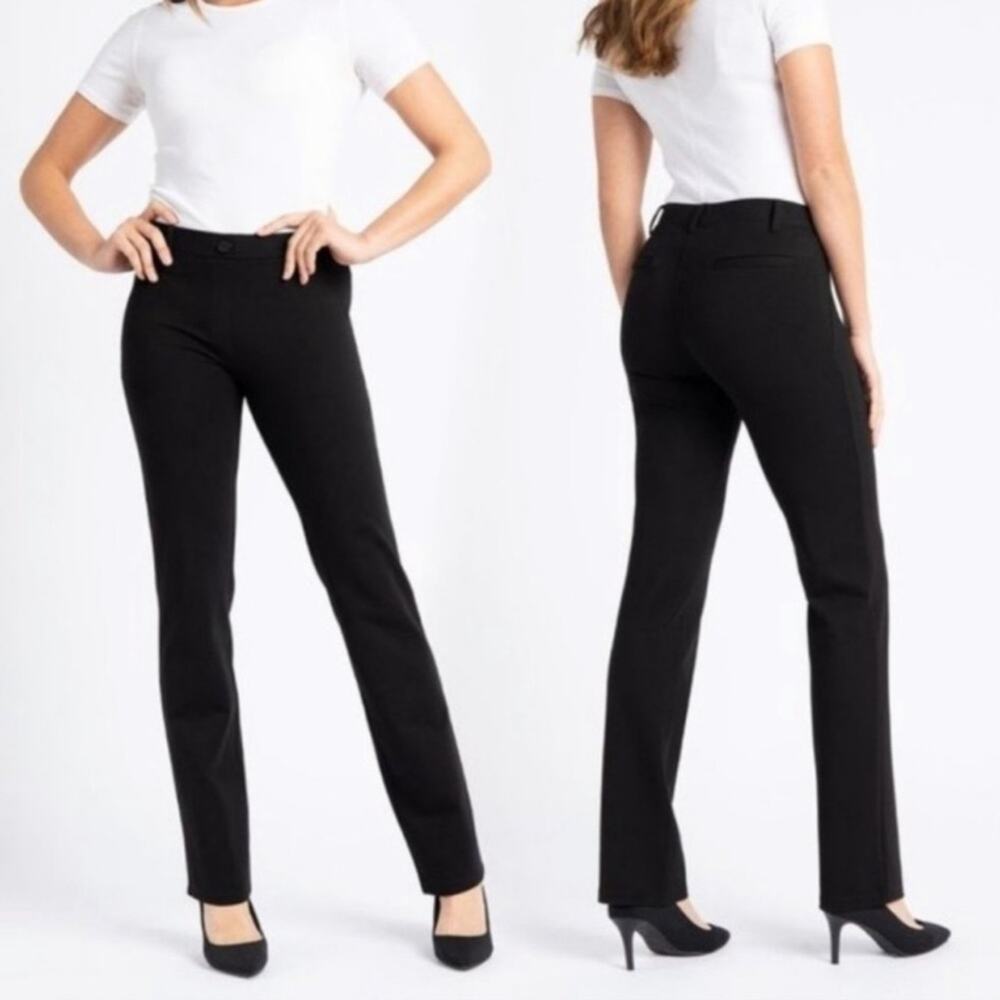 BETABRAND Classic Black Straight Leg Dress Yoga Pant Business Office Size Small
